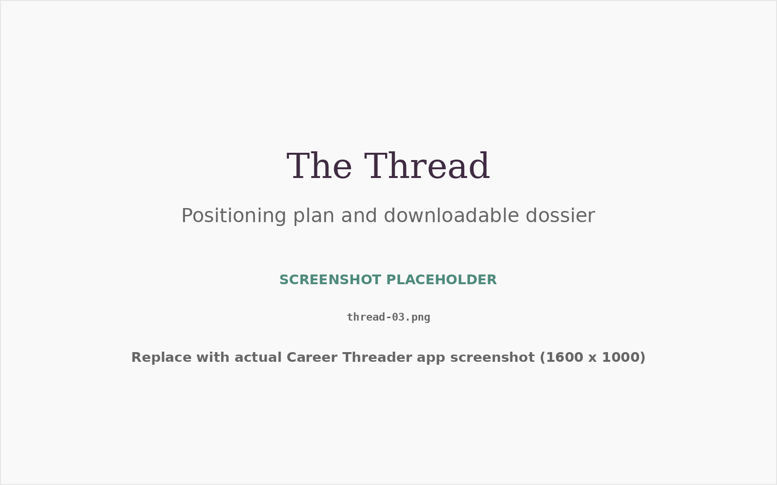 The Thread positioning plan and downloadable dossier export view